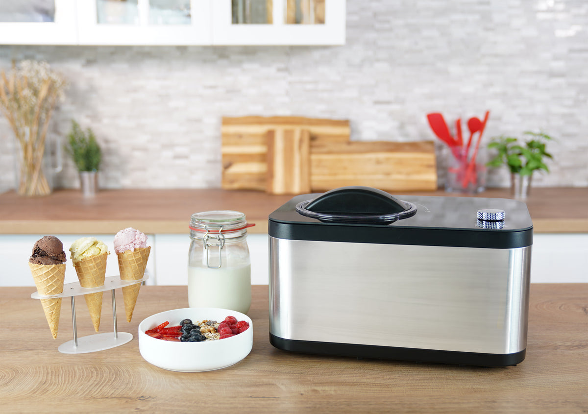 Unold 48826 Eismaschine & Joghurtbereiter EVA Kompressor ismaskine 1,5 L 120 W Sort, Rustfrit stål