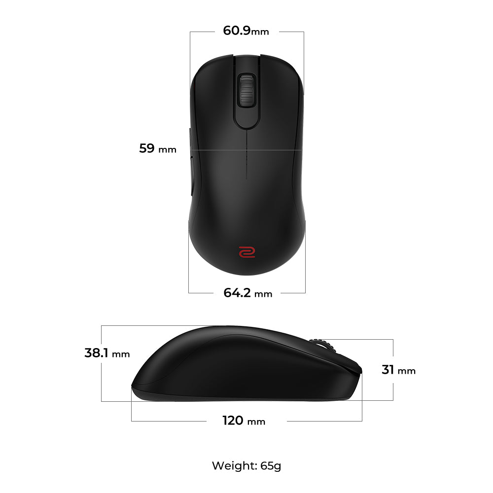 ZOWIE S2-DW souris Gaming Droitier RF sans fil 3200 DPI