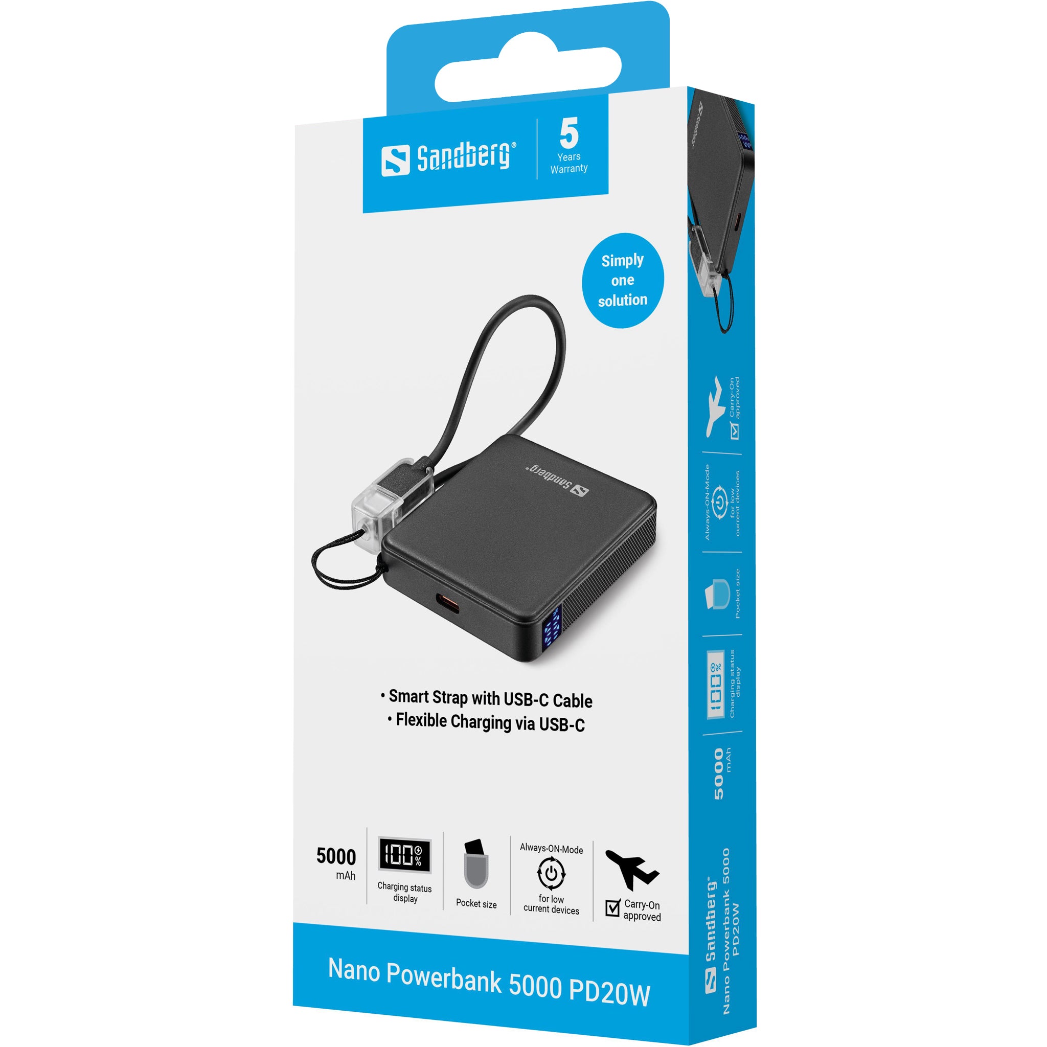 Sandberg Sandberg 421-33 banque d'alimentation électrique Lithium-Ion (Li-Ion) 5000 mAh Noir