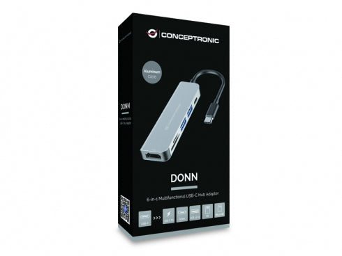 Conceptronic DONN02G station d'accueil USB 3.2 Gen 1 (3.1 Gen 1) Type-C Aluminium