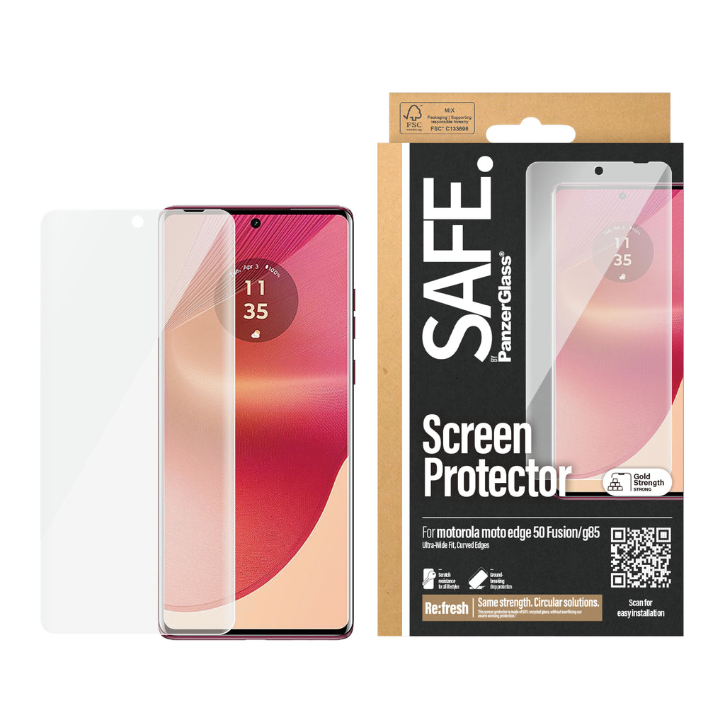 PanzerGlass SAFE. by ® Screen Protector Motorola Moto edge 50 Fusion | G85 |Ultra-Wide Fit Protection d'écran transparen