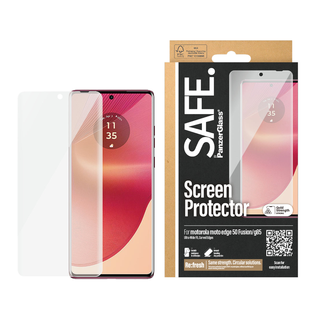 PanzerGlass SAFE. by ® Screen Protector Motorola Moto edge 50 Fusion | G85 |Ultra-Wide Fit Protection d'écran transparen