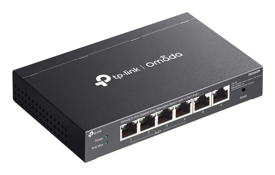 TP-Link Omada ES206GP commutateur réseau Géré Gigabit Ethernet (10/100/1000) Connexion Ethernet, supportant l'alimentation via ce port (PoE) Noir