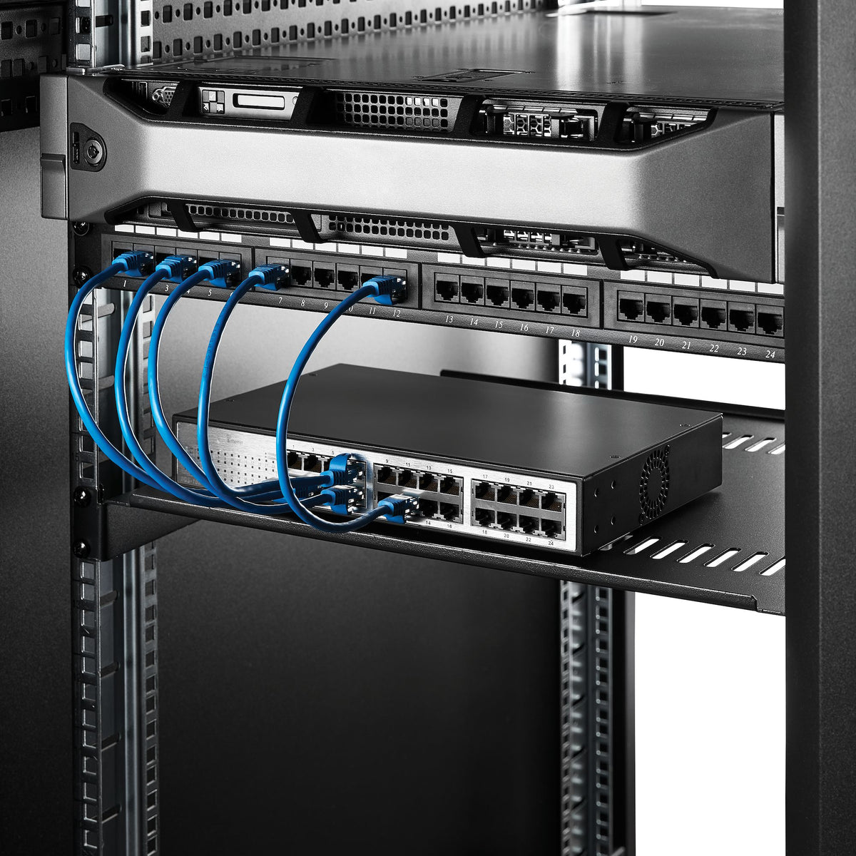 StarTech.com Étagère pour Rack Serveur 1U, Plateau Cantilever Universel Ventilé 19", Acier, Capacité 20kg, Profondeur 40