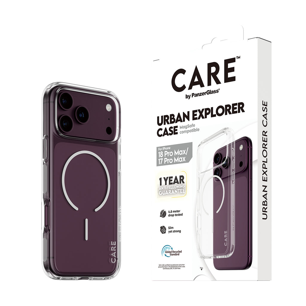 PanzerGlass CARE™ by ® Urban Explorer Case Transparent w. White Magsafe iPhone 2026 Pro Max | 17 Pro Max coque de protec