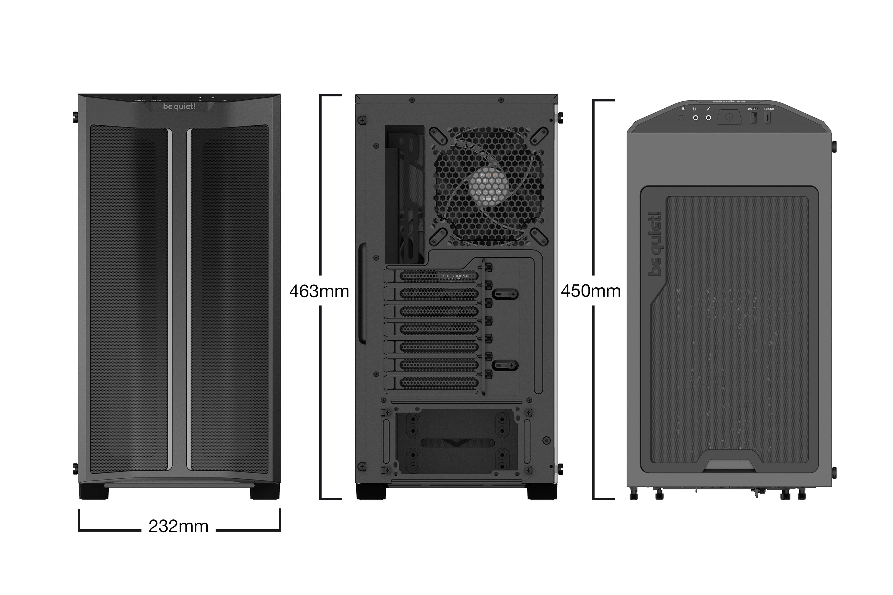 be quiet! Pure Base 500 DX Noir | Boîtier PC ARGB vitré, Mini ITX / Micro ATX / ATX, 3 ventilateurs Pure Wings 2 140 mm
