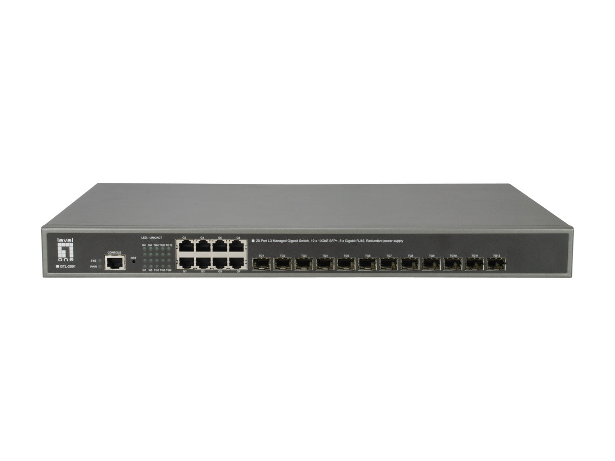 LevelOne GTL-2091 Switch Gigabit Ethernet L3 Géré, 8 Ports RJ-45, Gris