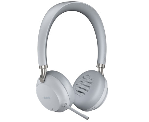 Yealink BH72 Casque Arceau Filaire et Sans Fil Bluetooth USB Type-A avec Socle de Chargement, Gris Clair