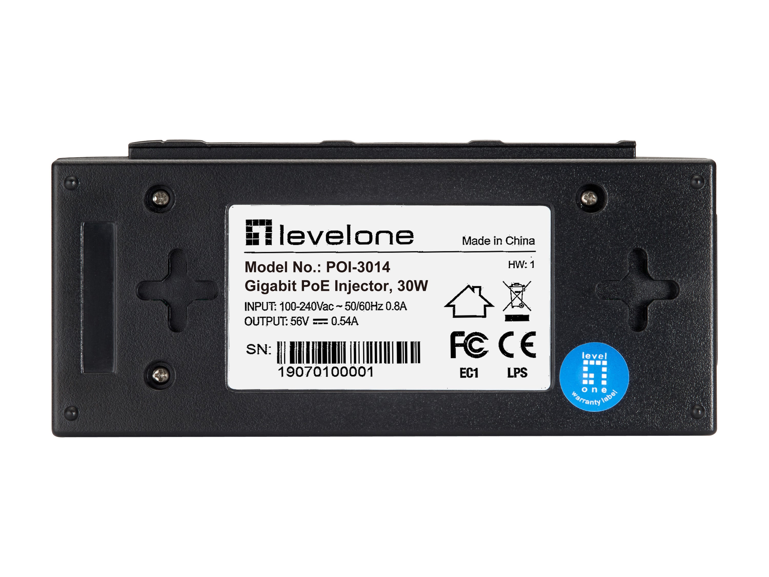 LevelOne POI-3014 adaptateur et injecteur PoE Fast Ethernet, Gigabit Ethernet 52 V