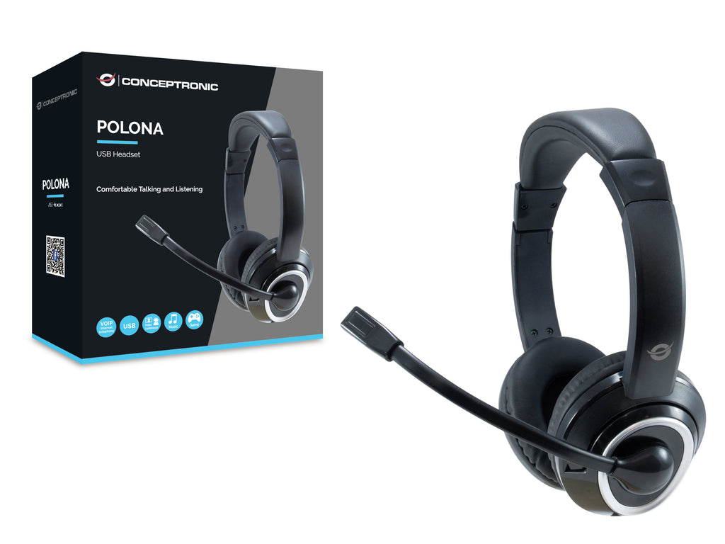 Conceptronic POLONA Casque Avec fil Arceau Appels/Musique USB Type-A Noir
