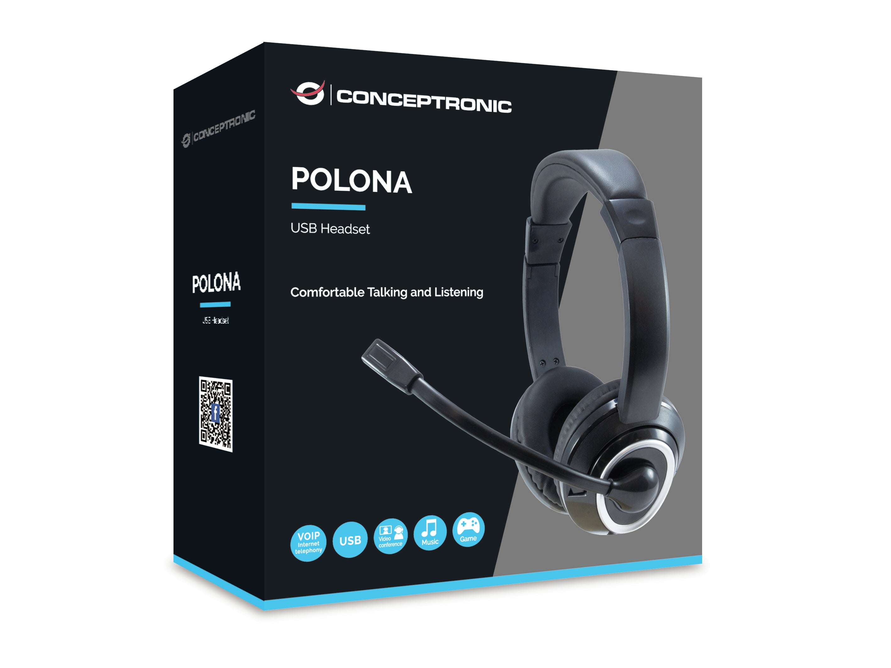 Conceptronic POLONA Casque Avec fil Arceau Appels/Musique USB Type-A Noir
