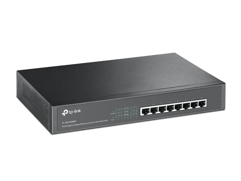 TP-Link TL-SG1008MP Non-géré Gigabit Ethernet (10/100/1000) Connexion Ethernet, supportant l'alimentation via ce port (PoE) 1U Noir