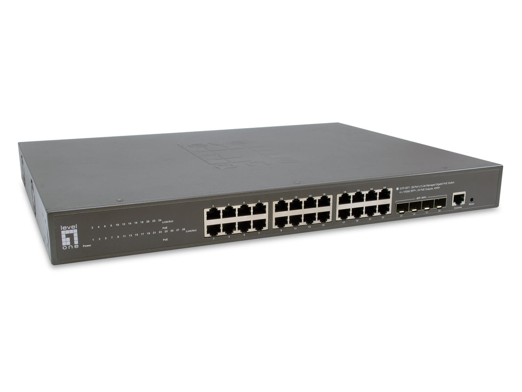 LevelOne GTP-2871 commutateur réseau Géré L3 Gigabit Ethernet (10/100/1000) Connexion Ethernet, supportant l'alimentation via ce port (PoE) Gris