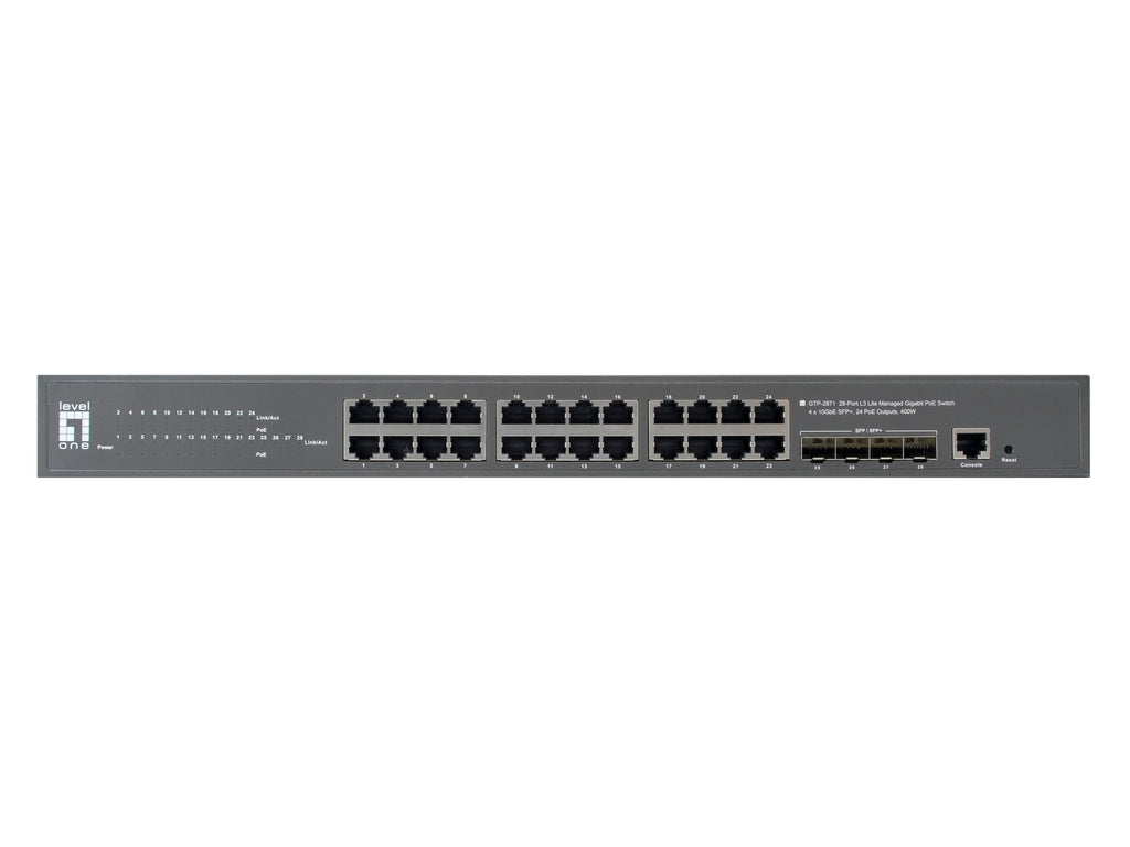 LevelOne GTP-2871 commutateur réseau Géré L3 Gigabit Ethernet (10/100/1000) Connexion Ethernet, supportant l'alimentation via ce port (PoE) Gris