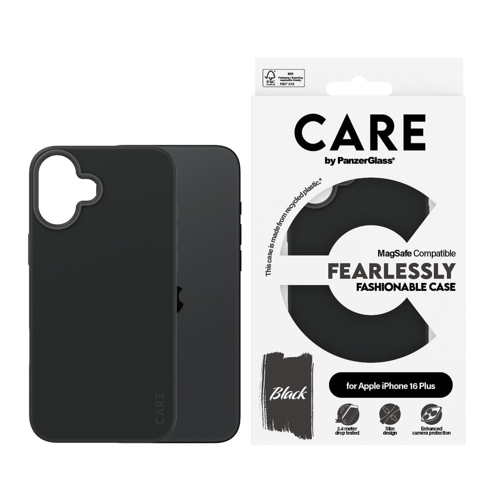 PanzerGlass CARE™ by ® Case Black w. MagSafe iPhone 16 Plus coque de protection pour téléphones portables Housse Noir