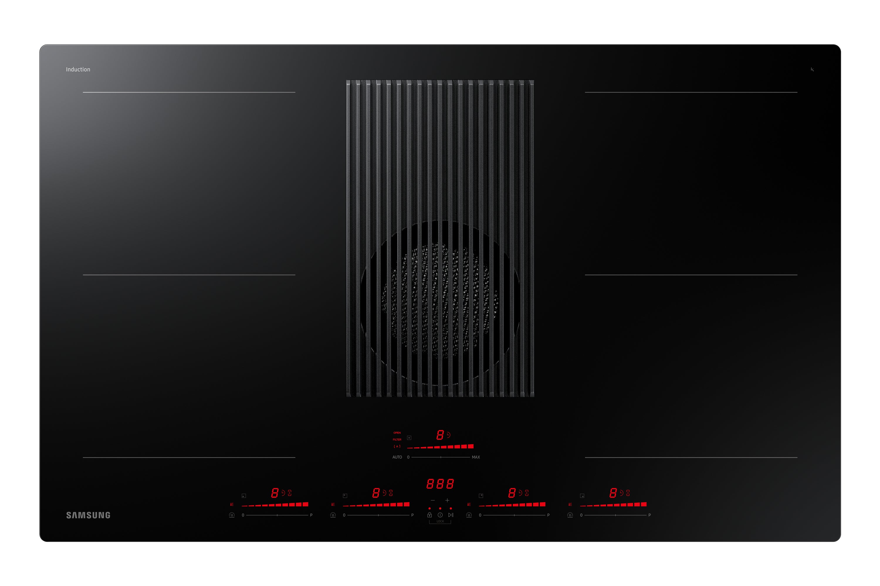 Samsung NZ84T9747VK/UR plaque Noir Intégré 83 cm Plaque avec zone à induction 4 zone(s) Hotte intégrée