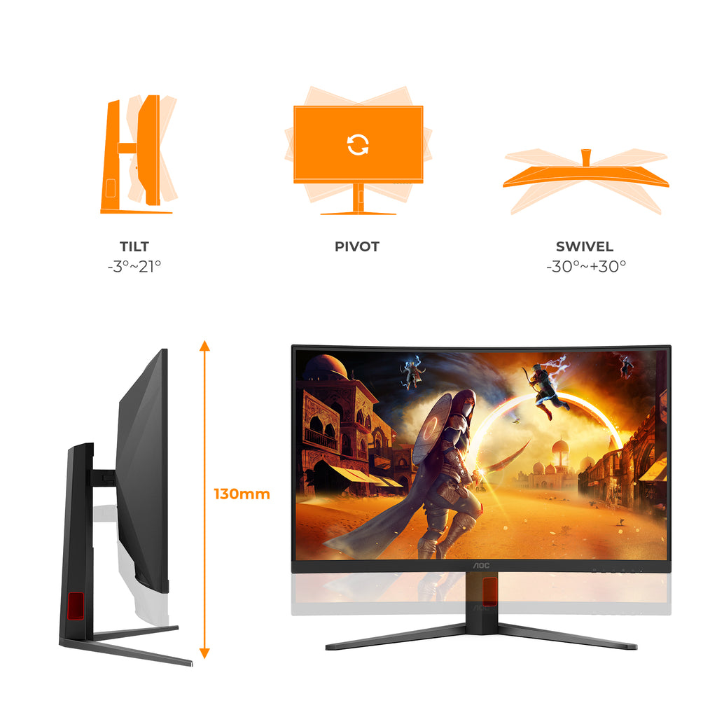 AOC G4 C32G4Z Écran PC Courbe 31.5" Full HD 1920 x 1080 LCD Noir et Rouge