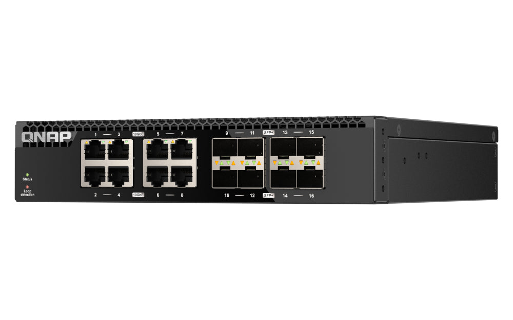 QNAP QSW-3216R-8S8T Commutateur Réseau Non-géré L2 10G Ethernet, 8 ports SFP+ et 8 ports RJ45, Noir