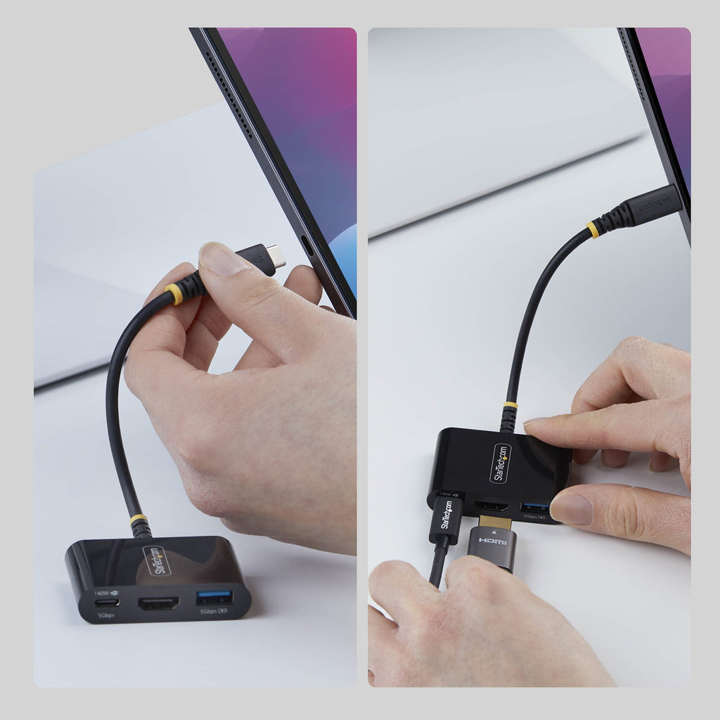 StarTech.com Adaptateur Multiport USB-C vers HDMI, Charge PD 140W, 4K 60Hz, Hub USB 5 Gbps