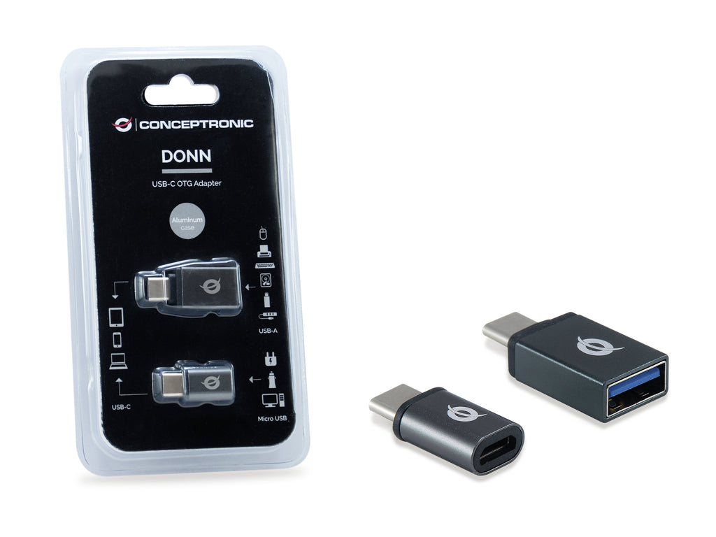 Conceptronic DONN04G changeur de genre de câble USB 3.1 Gen 1 Type-C, USB 2.0 Type-C USB 3.1 Gen 1 Type-A, USB 2.0 Micro Noir