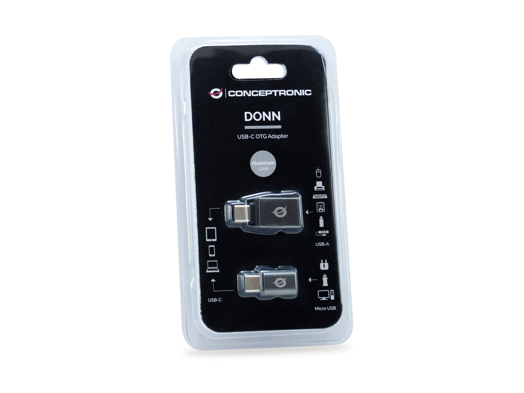 Conceptronic DONN04G changeur de genre de câble USB 3.1 Gen 1 Type-C, USB 2.0 Type-C USB 3.1 Gen 1 Type-A, USB 2.0 Micro Noir