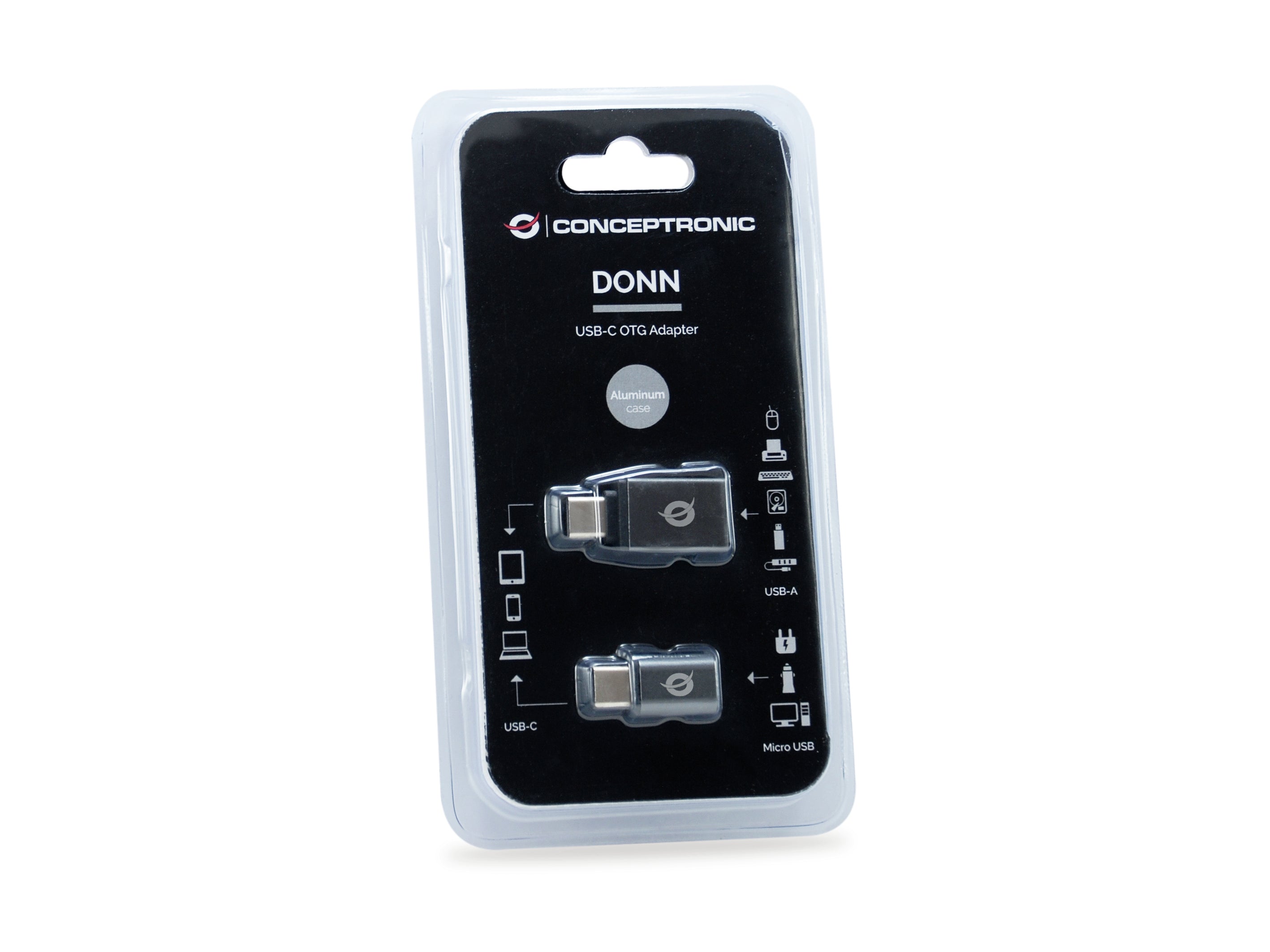 Conceptronic DONN04G changeur de genre de câble USB 3.1 Gen 1 Type-C, USB 2.0 Type-C USB 3.1 Gen 1 Type-A, USB 2.0 Micro Noir