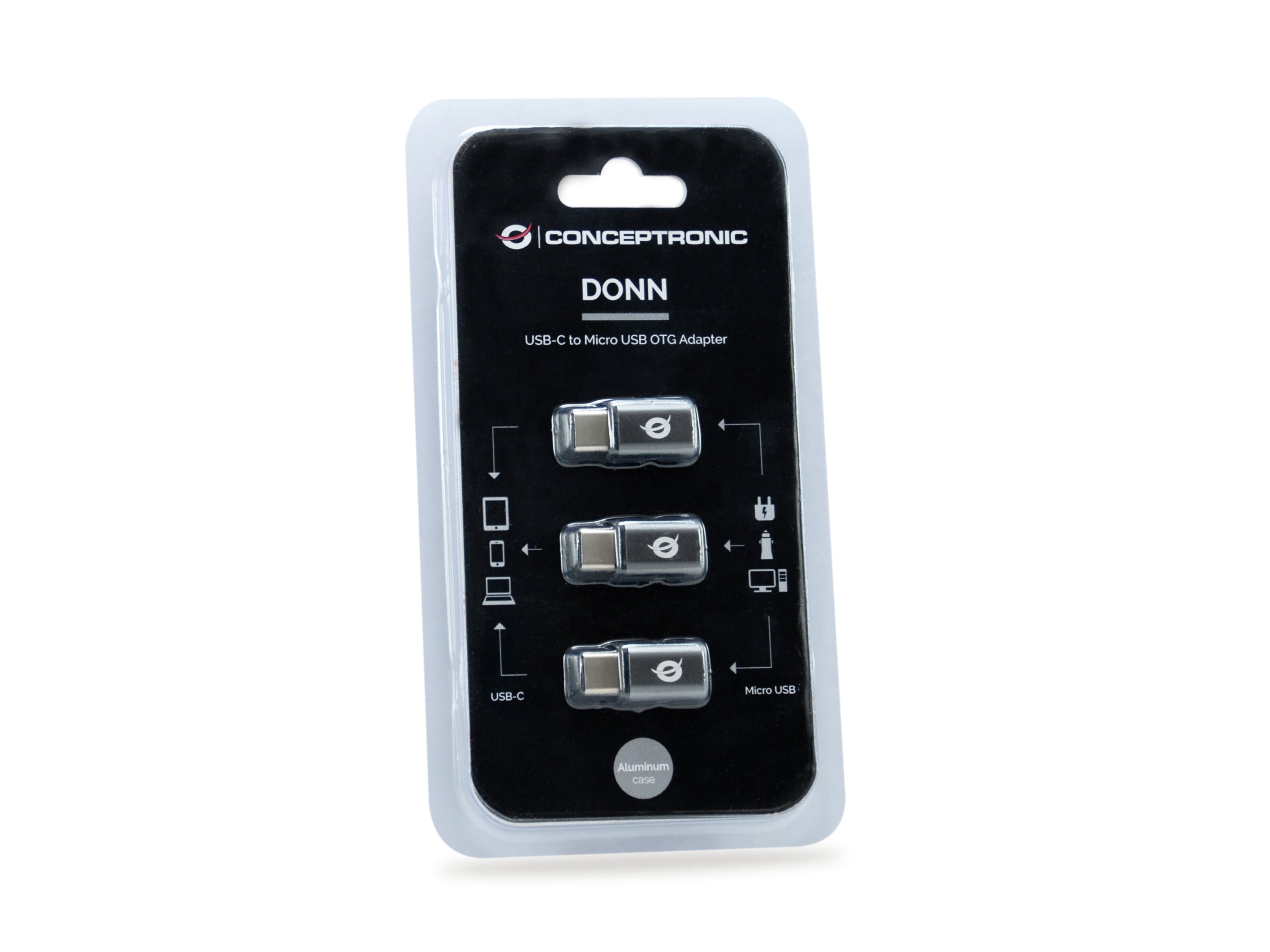 Conceptronic DONN05G changeur de genre de câble USB 2.0 Type-C USB 2.0 Micro Noir