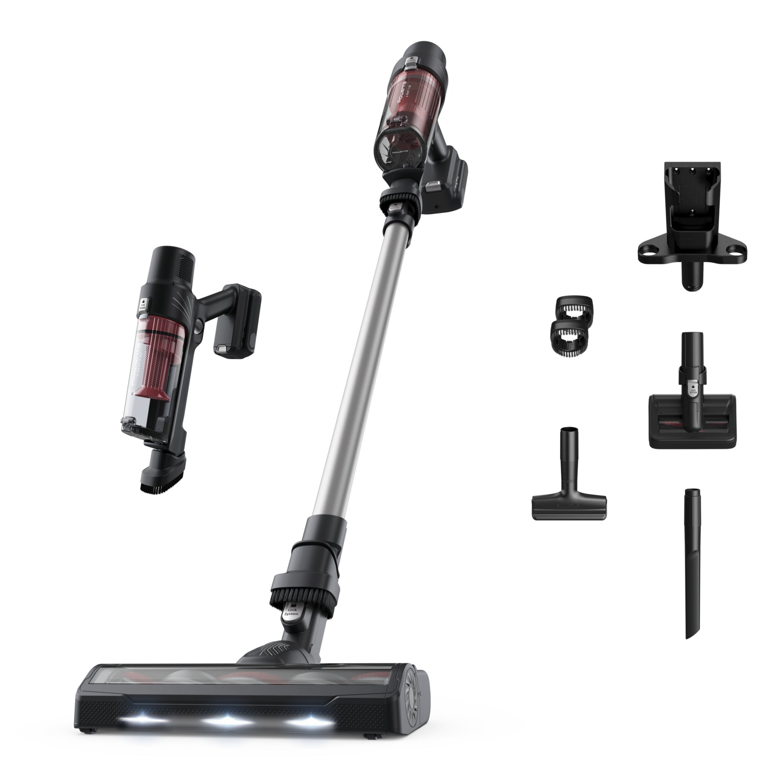 Rowenta RH6A71 Aspirateur-balai 2 en 1 Batterie Sec Sans sac Aluminium, Rouge