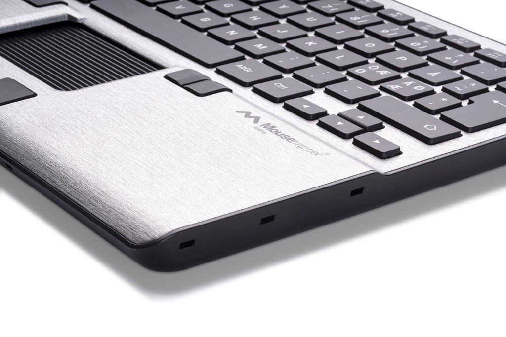 Clavier et Souris Mousetrapper Alpha Nordic, USB et Bluetooth, QWERTY Nordique, Noir et Argent