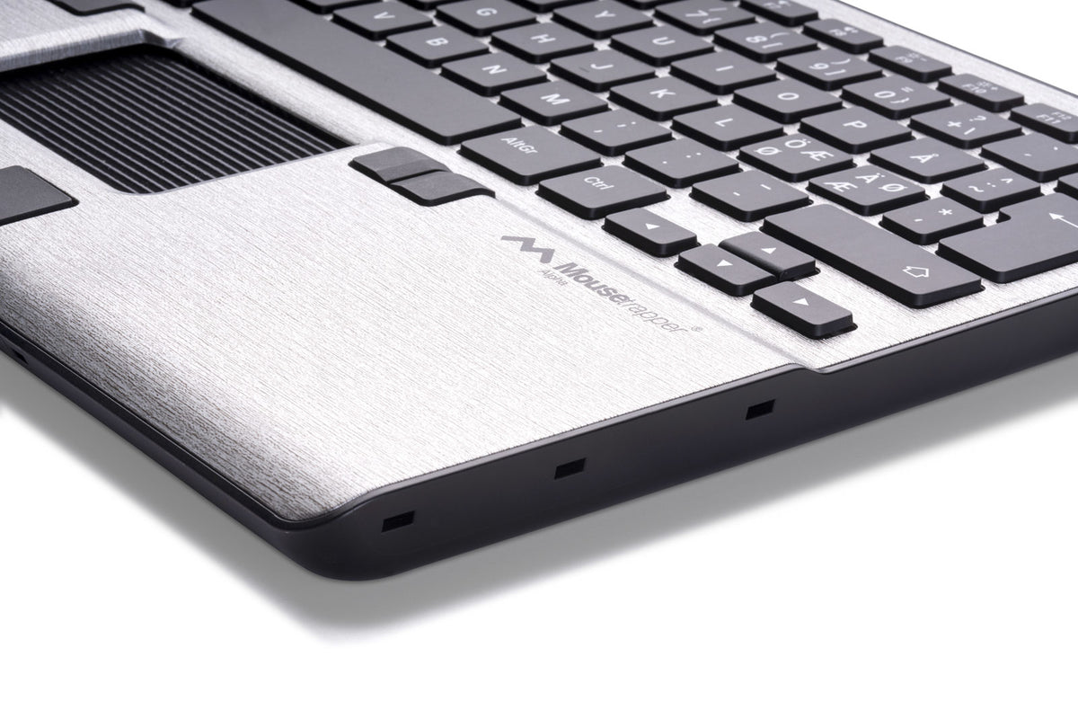 Clavier et Souris Mousetrapper Alpha Nordic, USB et Bluetooth, QWERTY Nordique, Noir et Argent