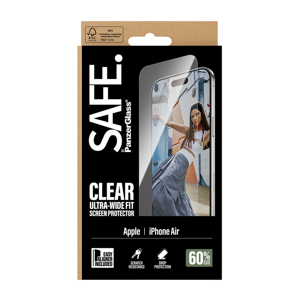 PanzerGlass SAFE. by ® Screen Protector iPhone Air | Ultra-Wide Fit w. EasyAligner Protection d'écran transparent Apple 1 pièce(s)