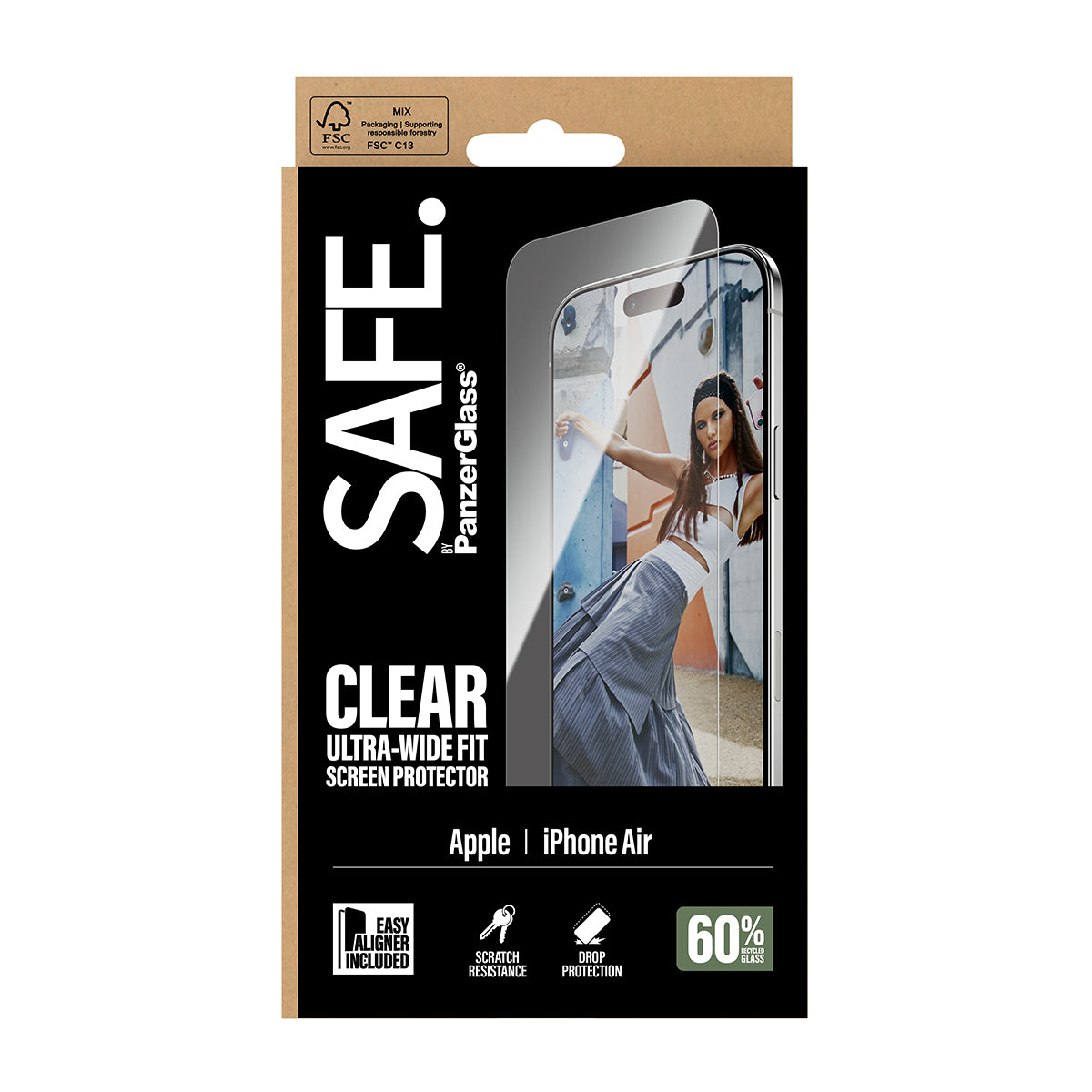 PanzerGlass SAFE. by ® Screen Protector iPhone Air | Ultra-Wide Fit w. EasyAligner Protection d'écran transparent Apple 1 pièce(s)