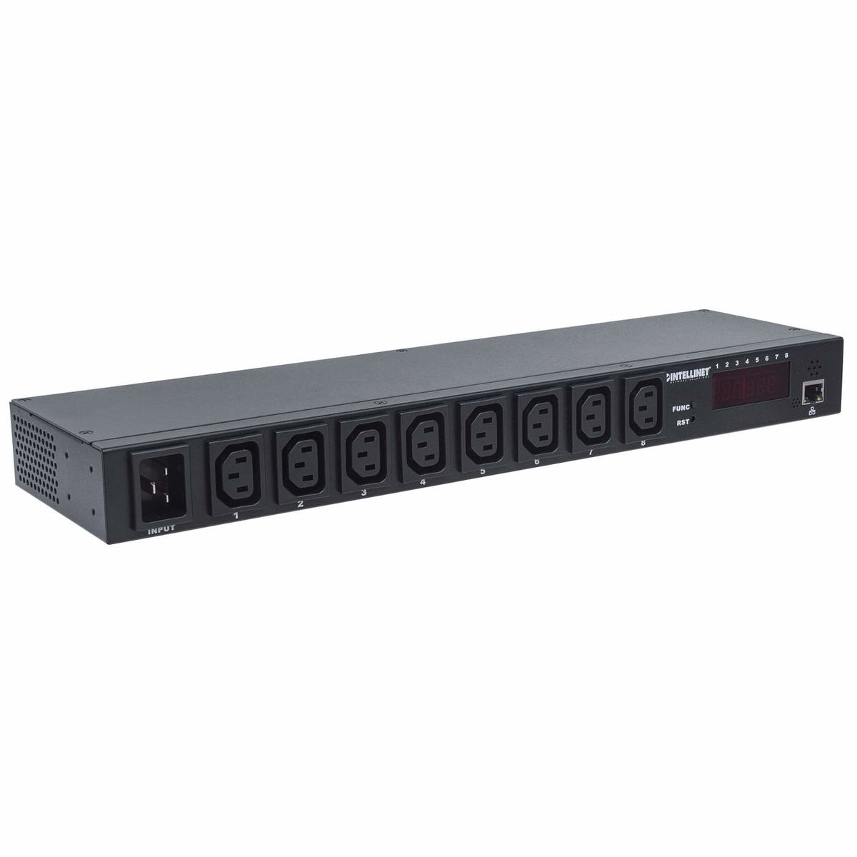 Intellinet PDU Intelligent 19" Rackable C13, Surveillance Puissance, Température et Humidité, 8 Prises, Noir