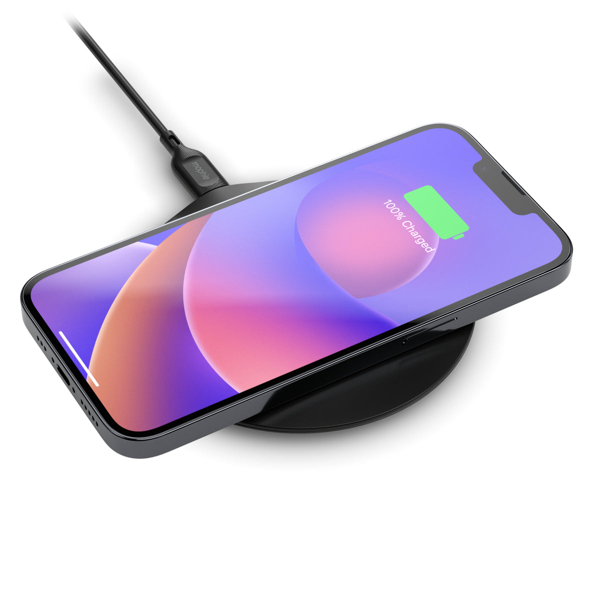 mophie Essentials Wireless Charging Pad 15W, Chargeur sans fil USB pour Smartphone, Noir