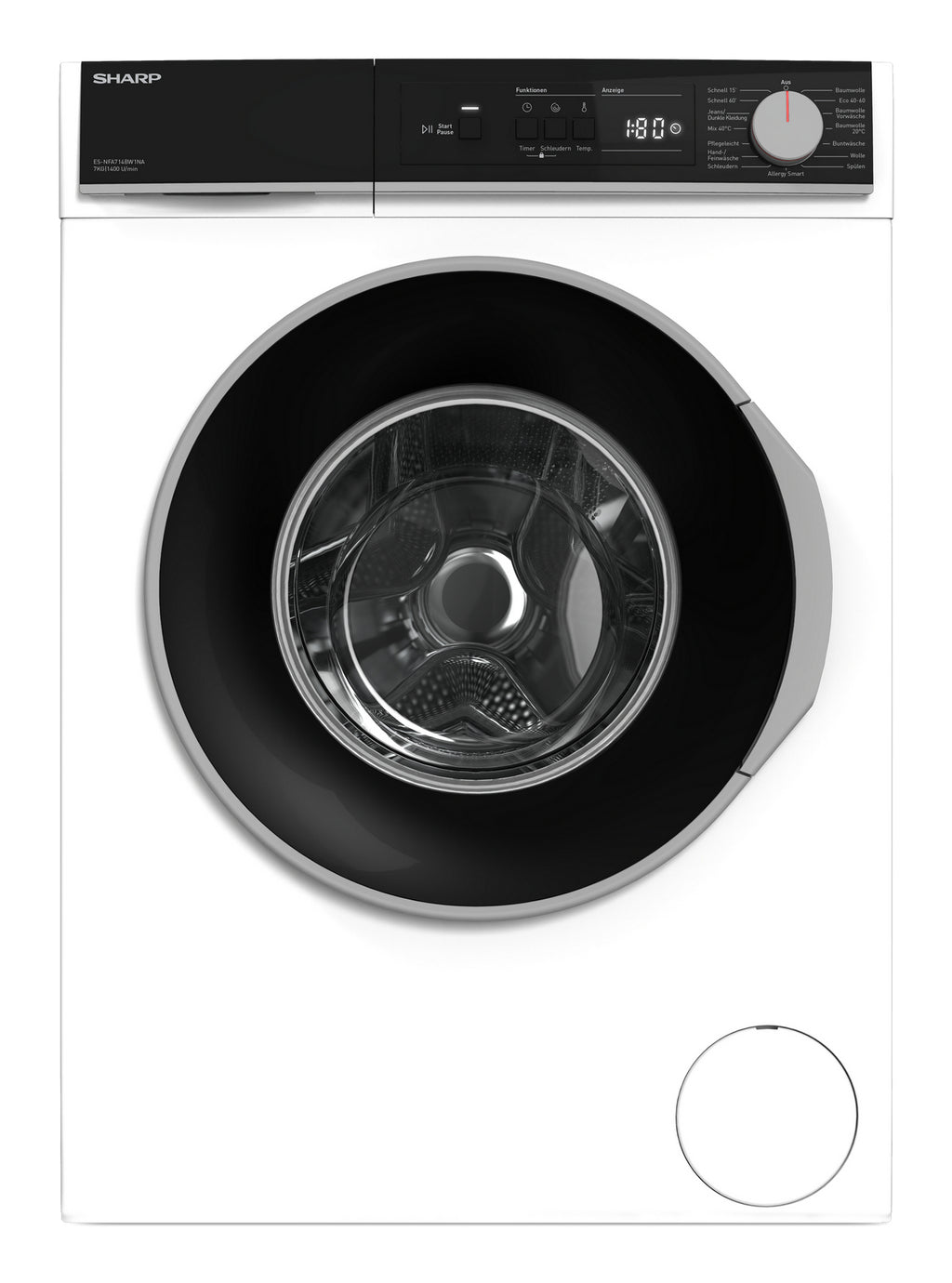 Sharp ES-NFA714BW1NA-DE machine à laver Charge avant 7 kg 1400 tr/min Blanc