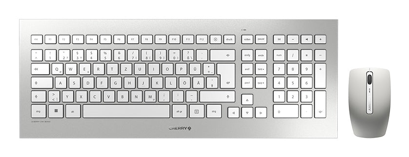 CHERRY DW 8000 clavier Souris incluse Bureau RF sans fil QWERTZ Allemand Argent, Blanc