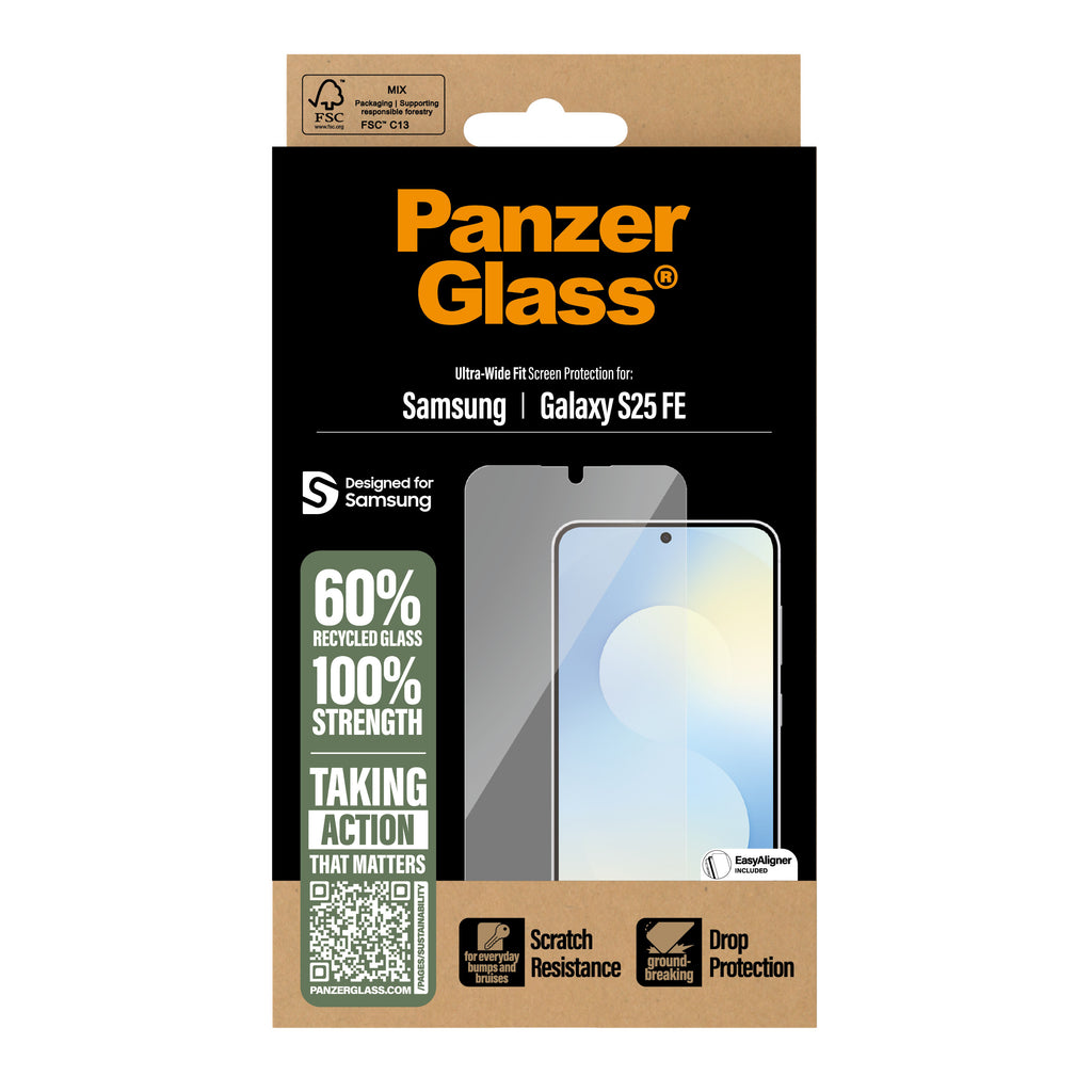 PanzerGlass ® Screen Protector Samsung Galaxy S25 FE 5G | Ultra-Wide Fit w. EasyAligner Protection d'écran transparent 1 pièce(s)