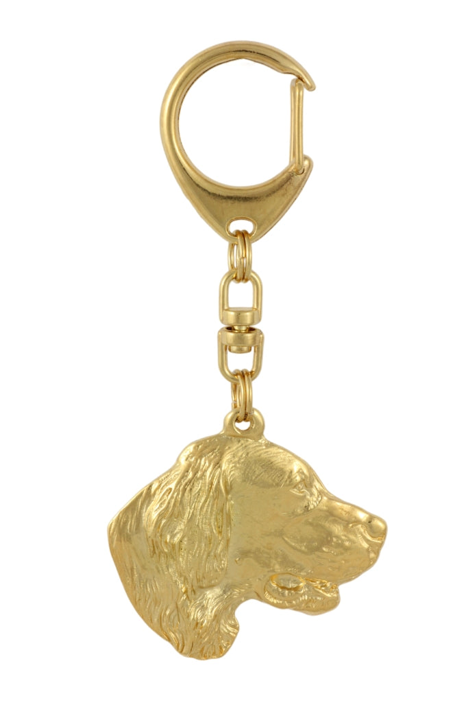 English setter, Lawerack, Laverack - keychain and necklace with a dog in a box, high-quality gold-plated product, Art-Dog brand