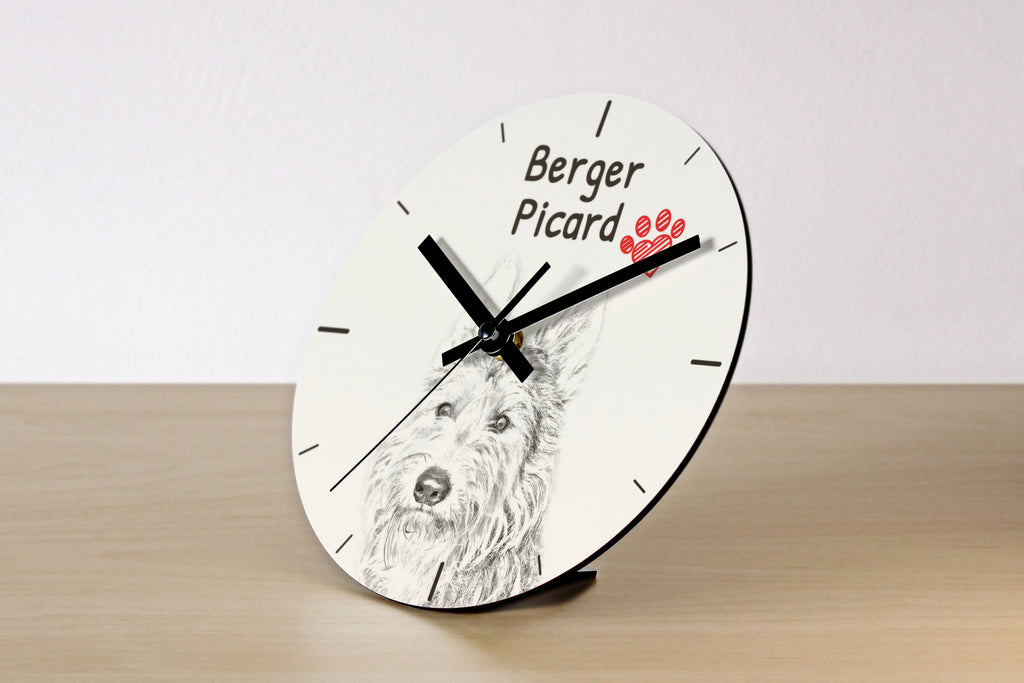 Picardy Sheepdog, Berger Picard, Picardy Shepherd - wall clock with a dog, shelf clock with a print, personalized home decoration from the Art-Dog brand