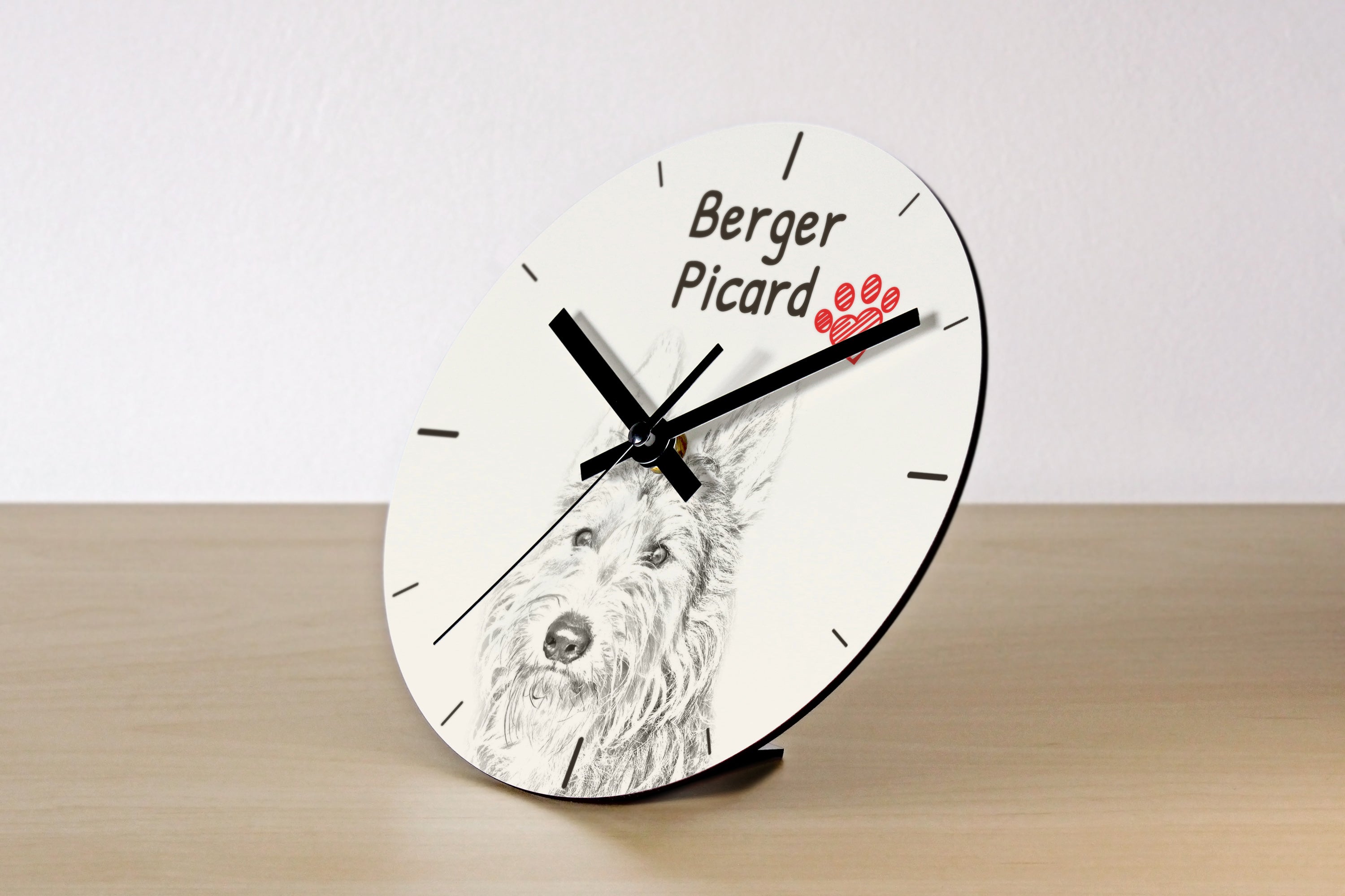 Picardy Sheepdog, Berger Picard, Picardy Shepherd - wall clock with a dog, shelf clock with a print, personalized home decoration from the Art-Dog brand