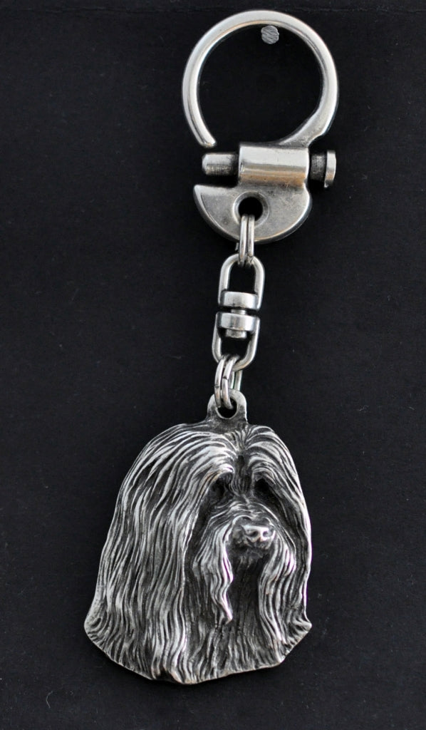 Bearded Collie, Highland Collie, Mountain Collie - Silver-plated key ring with a dog in a gift box, handbag decoration, backpack pendant by Art-Dog brand