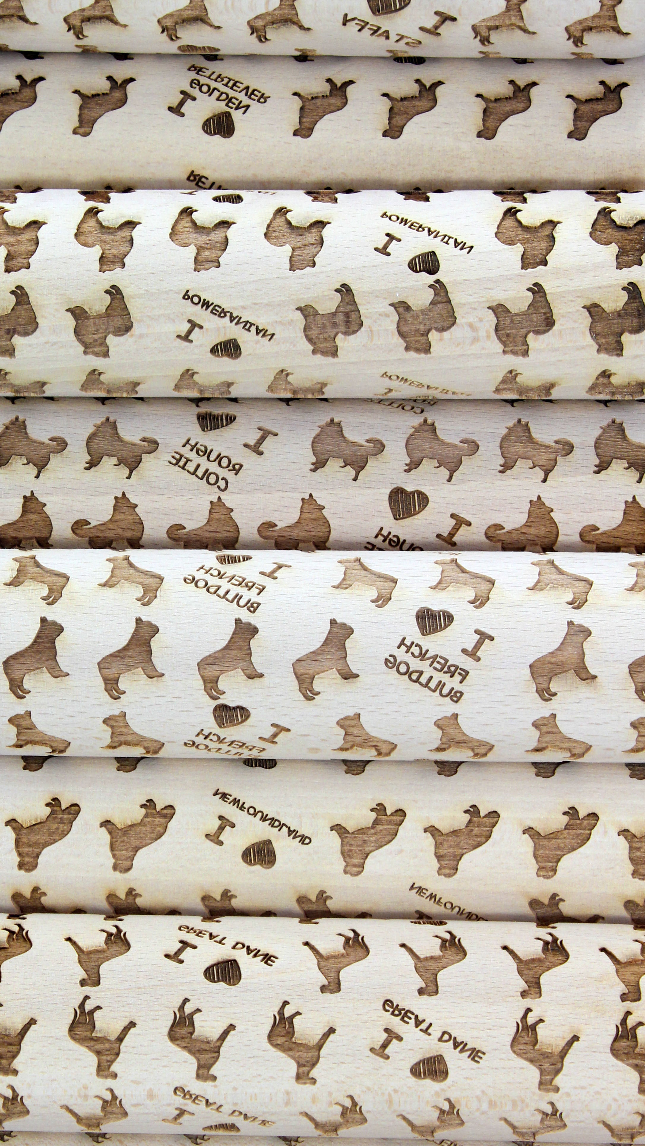 Coton de Tulear, Cotie - small rolling pin with a dog pattern, a rolling pin for children's dough, decorating ceramic clay by Art-Dog brand