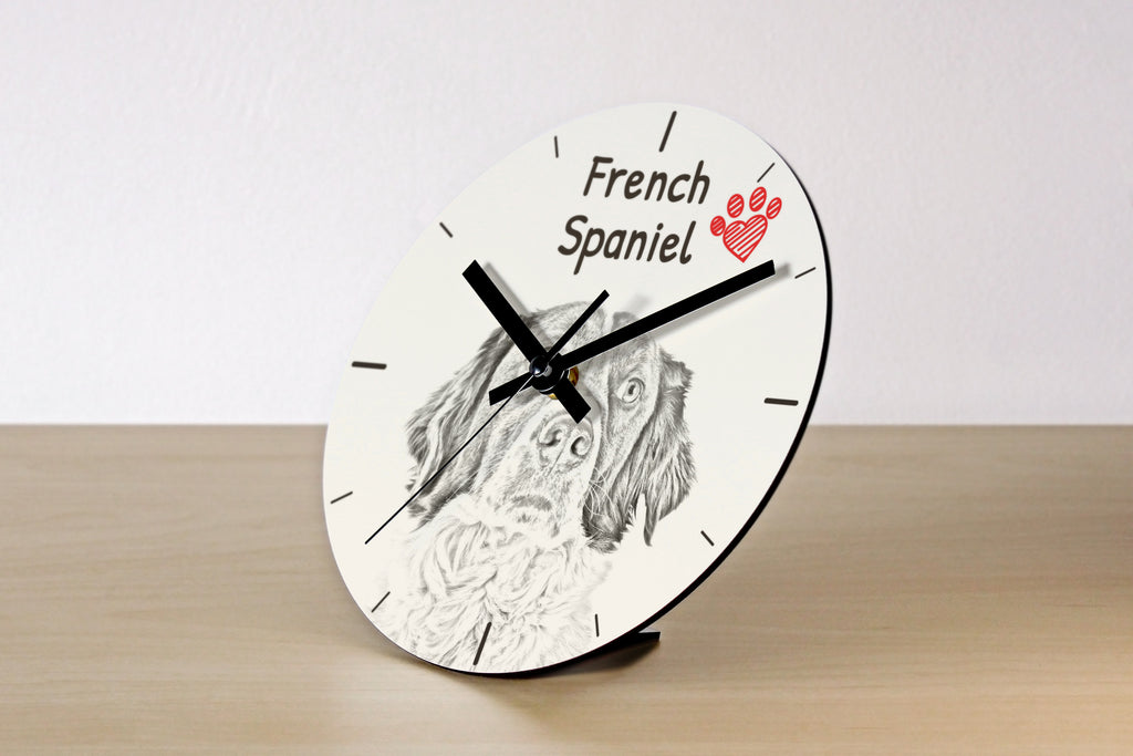 French Spaniel, French Setter, Canadian Setter - wall clock with a dog, shelf clock with a print, personalized home decoration from the Art-Dog brand