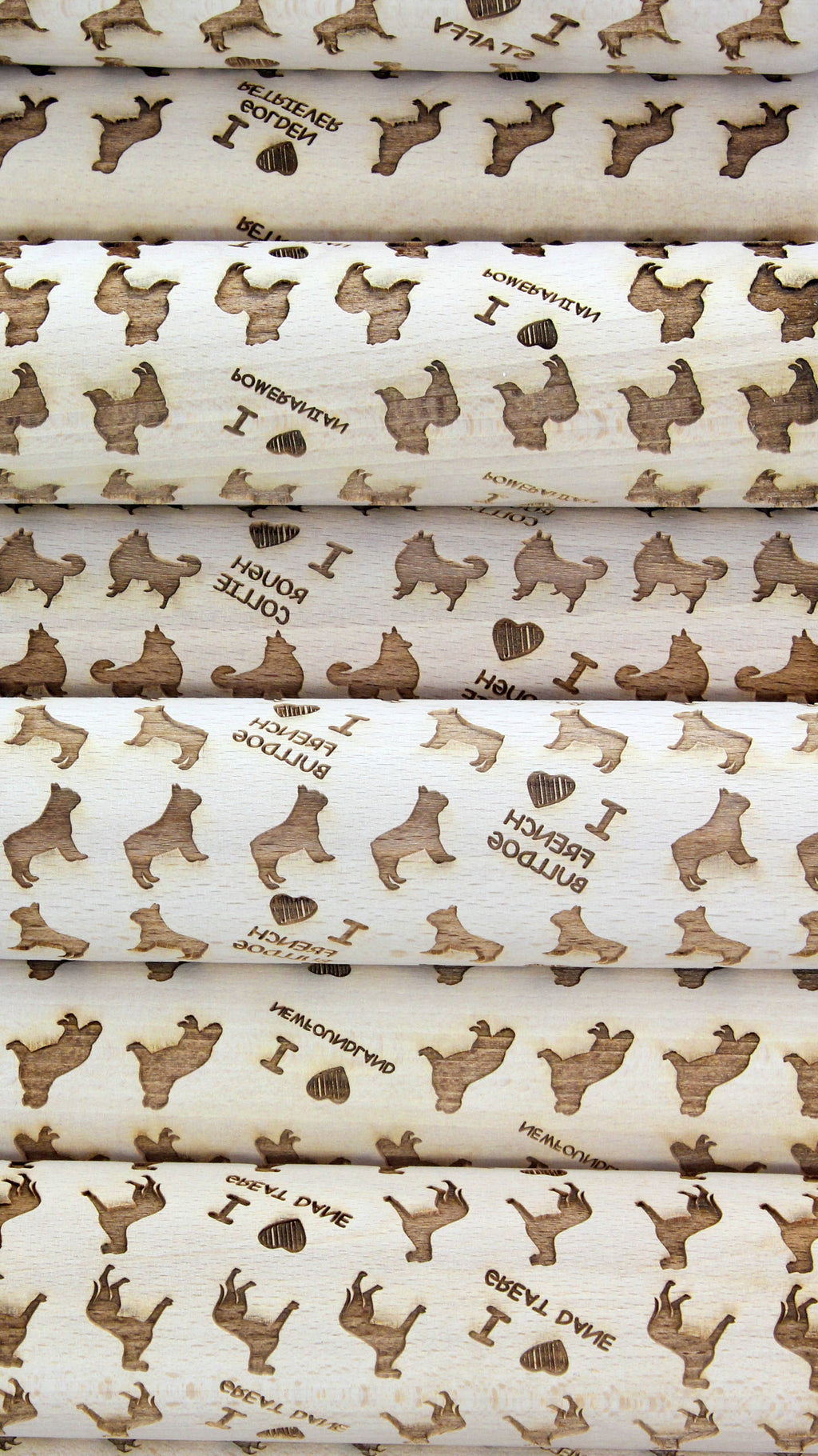 Airedale Terrier, Bingley Terrier - small rolling pin with a dog, patterned dough roller, gadget for ceramicists from the Art-Dog brand