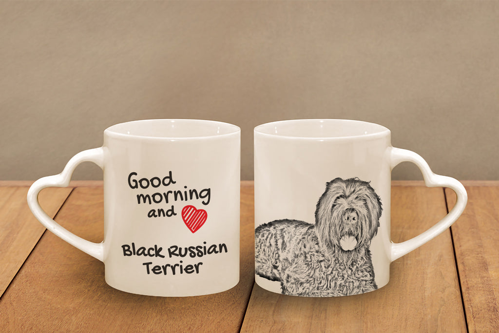 Black Russian Terrier, Chornyi Terrier - cup with a dog, adorable cup with a heart-shaped handle, universal gift from the Art-Dog brand