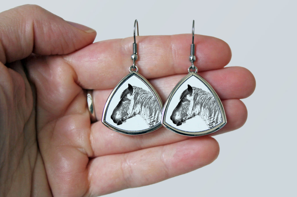 Belgian Horse - earrings with a horse, hanging earrings with a picture, personalized jewelry with Art-Dog brand print