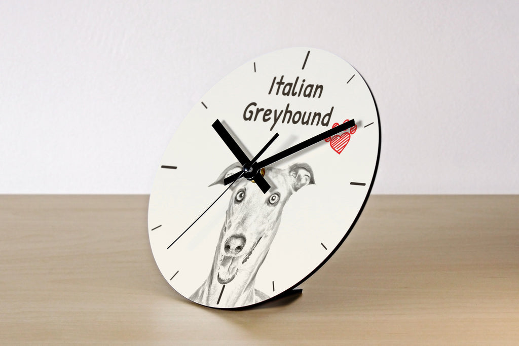 Italian Greyhound, Italian Sighthound - wall clock with a dog, shelf clock with a print, personalized home decoration from the Art-Dog brand