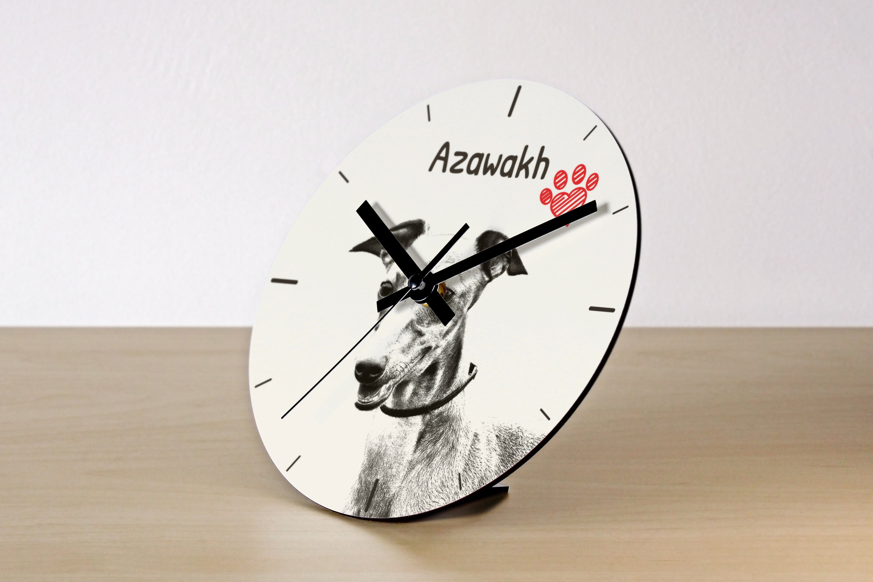Azawakh, Tuareg Sloughi - wall clock with a dog, shelf clock with a print, personalized home decoration from the Art-Dog brand