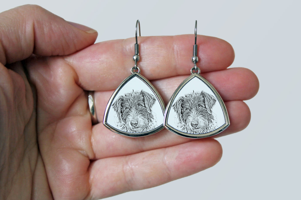 Romanian Mioritic Shepherd Dog, Ciobănesc Românesc Mioritic - dog earrings, hanging earrings with a picture, personalized jewelry with Art-Dog brand print