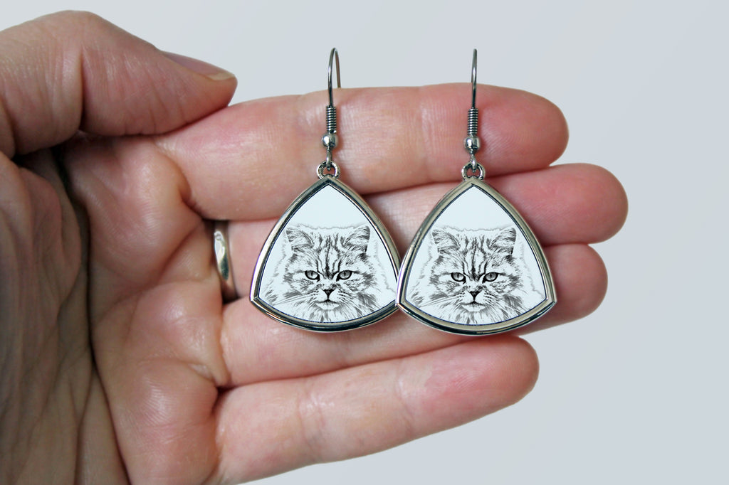 British Longhair - cat earrings, hanging earrings with a picture, personalized jewelry with Art-Dog brand print.